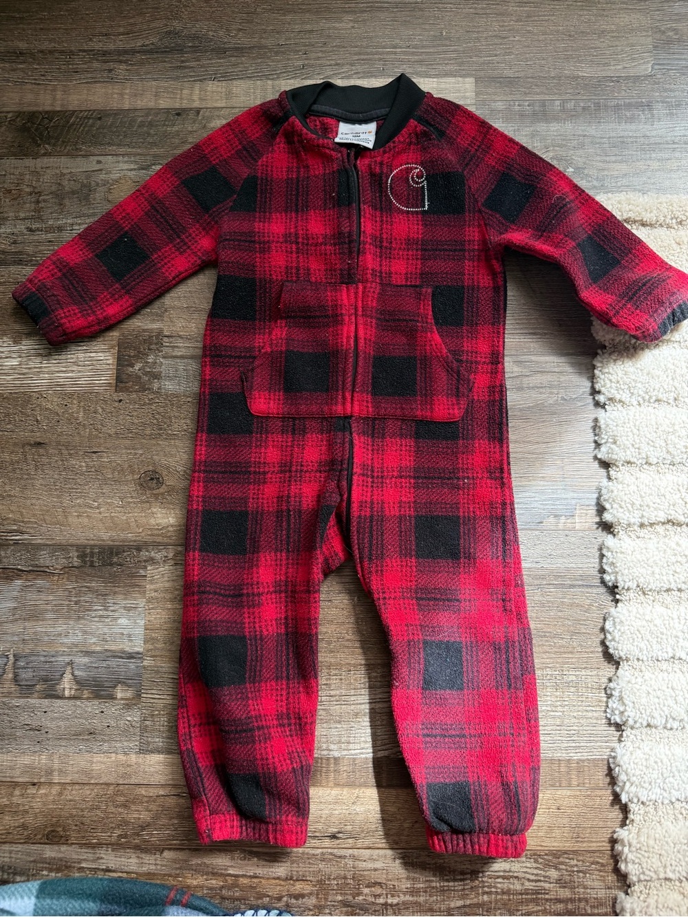 Carhartt Red and Black Plaid Fleece One-Piece